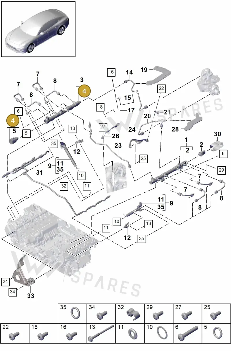 PAB130764 — Porsche Panamera (2016-2020) diagram p49107010, position 4