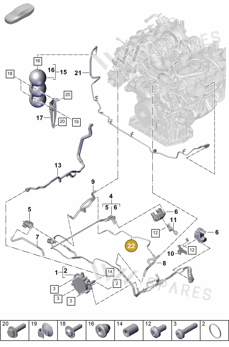 PAB131051B — Porsche Cayenne Coupe (2023-2023) diagram p60107410, position 22