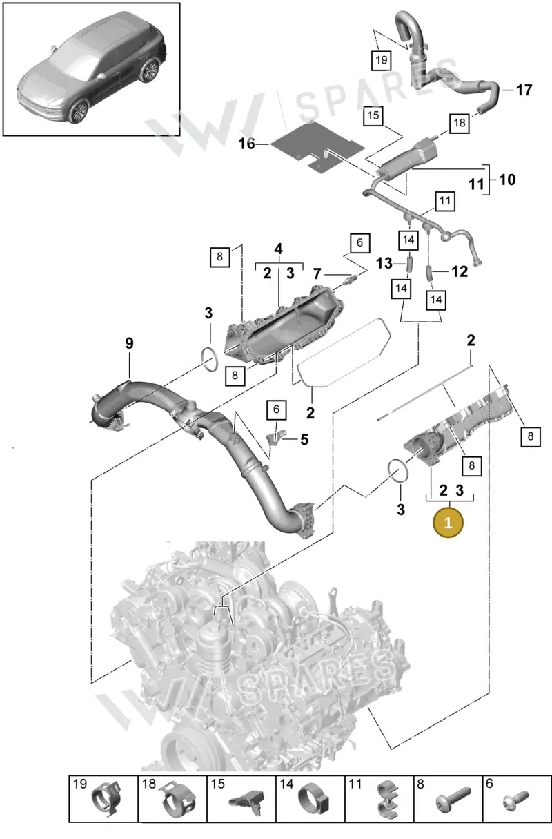 PAB133267B — Porsche Cayenne (2017-2023) diagram p51107035, position 1