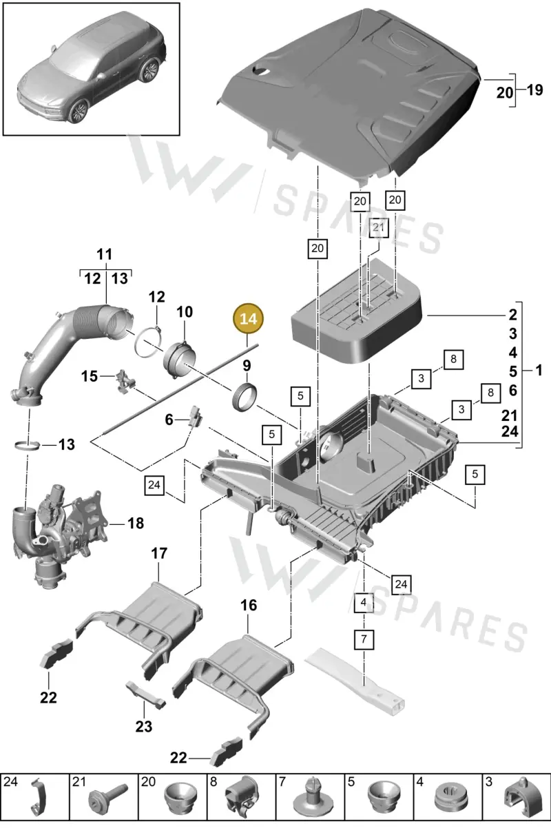 PAB133778 — Porsche Cayenne Diesel V6 (2017-2023) diagram p51106020, position 14