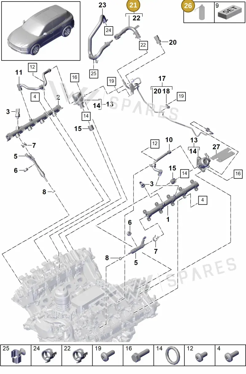 PAB13398600 — Porsche Cayenne (2017-2023) diagram p51107000, position 21+26