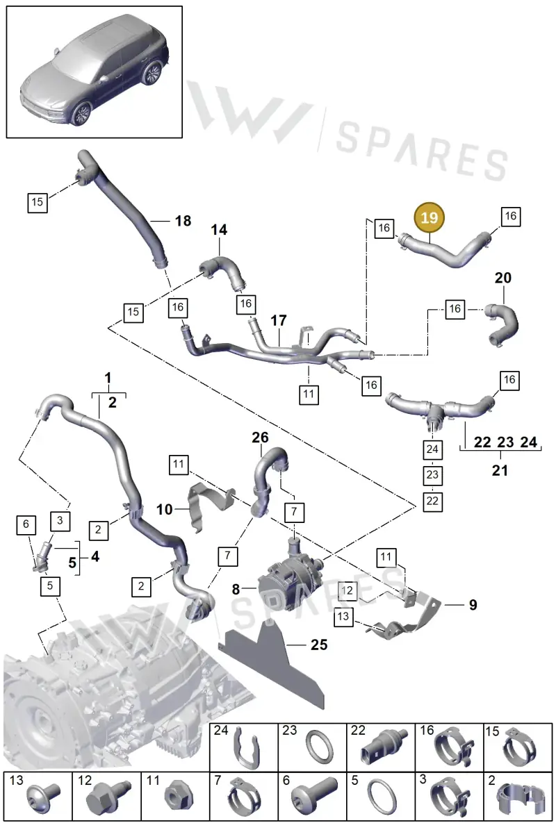 PAB145564A — Porsche Cayenne Diesel V6 (2017-2023) diagram p51105080, position 19