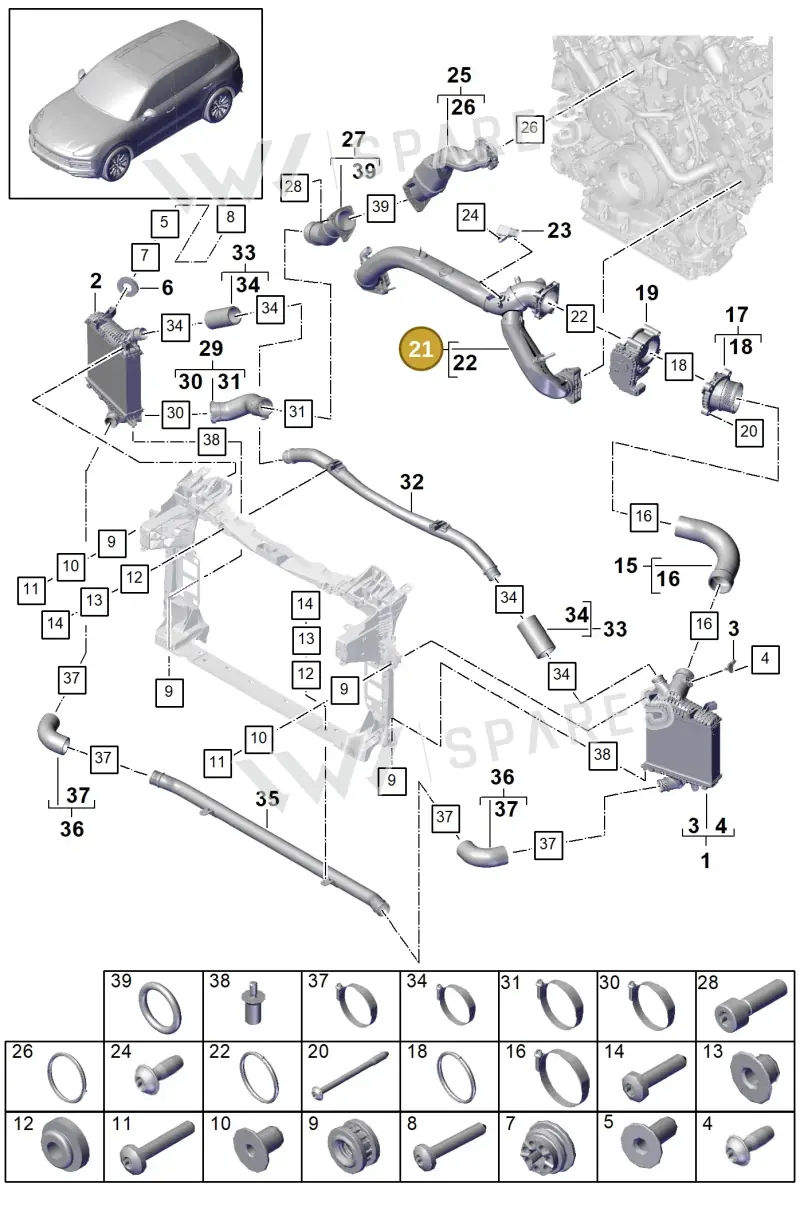 PAB14567440 — Porsche Cayenne (2017-2023) diagram p51107070, position 21