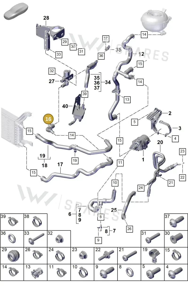 PAB145909B — Porsche Cayenne Coupe (2023-2023) diagram p60105370, position 16