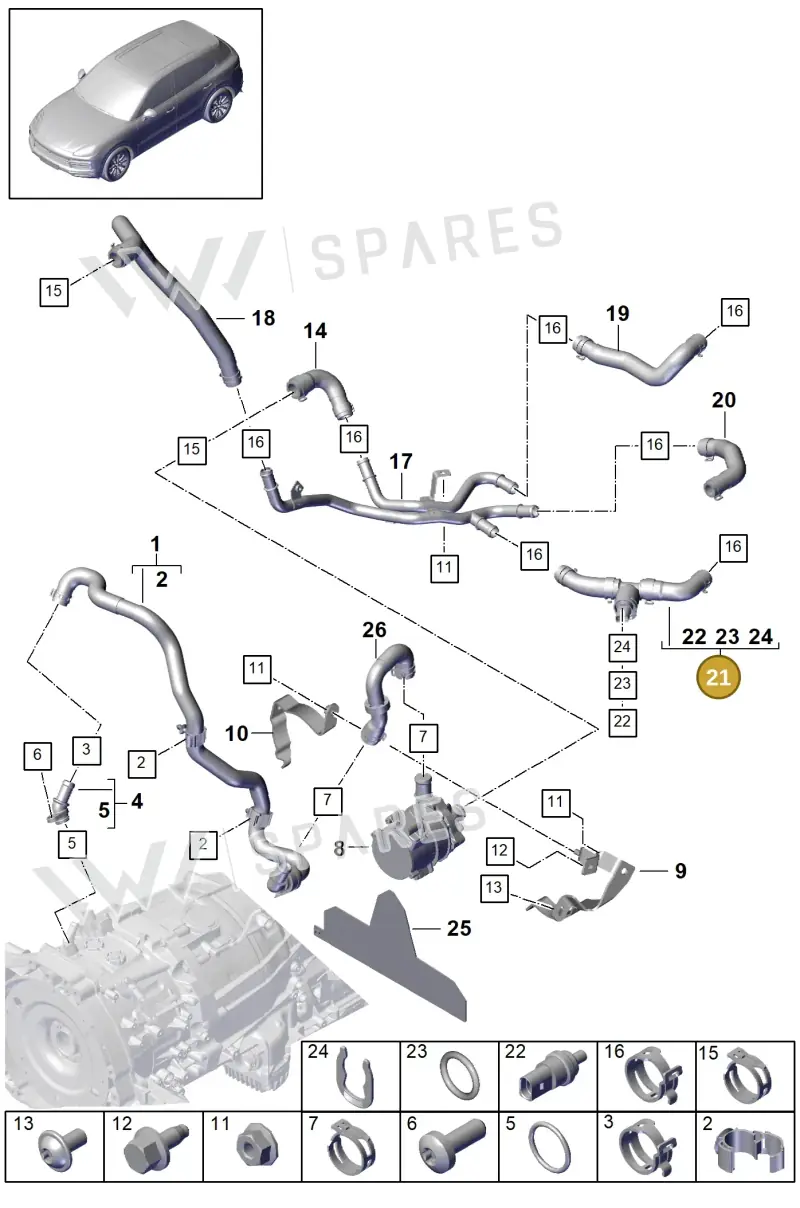 PAB145919 — Porsche Cayenne Diesel V6 (2017-2023) diagram p51105080, position 21