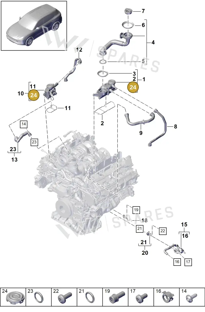 PAB198542 — Porsche Cayenne (2017-2023) diagram p51106030, position 24+27
