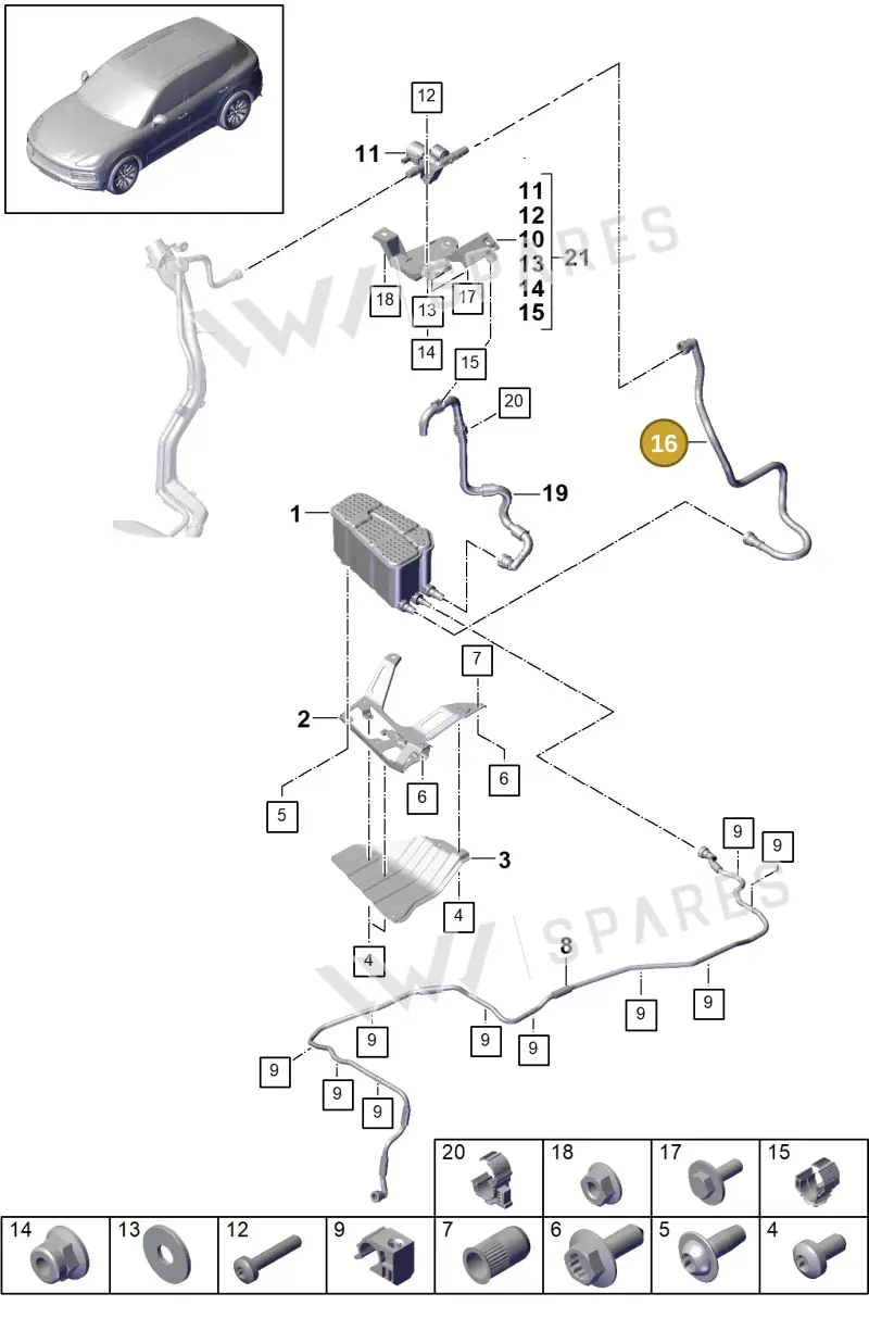PAB201183 — Porsche Cayenne (2017-2023) diagram p51201070, position 16