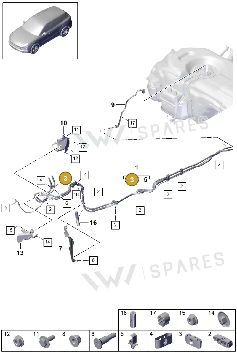 PAB20119000 — Porsche Cayenne (2017-2023) diagram p51201030, position 2+3