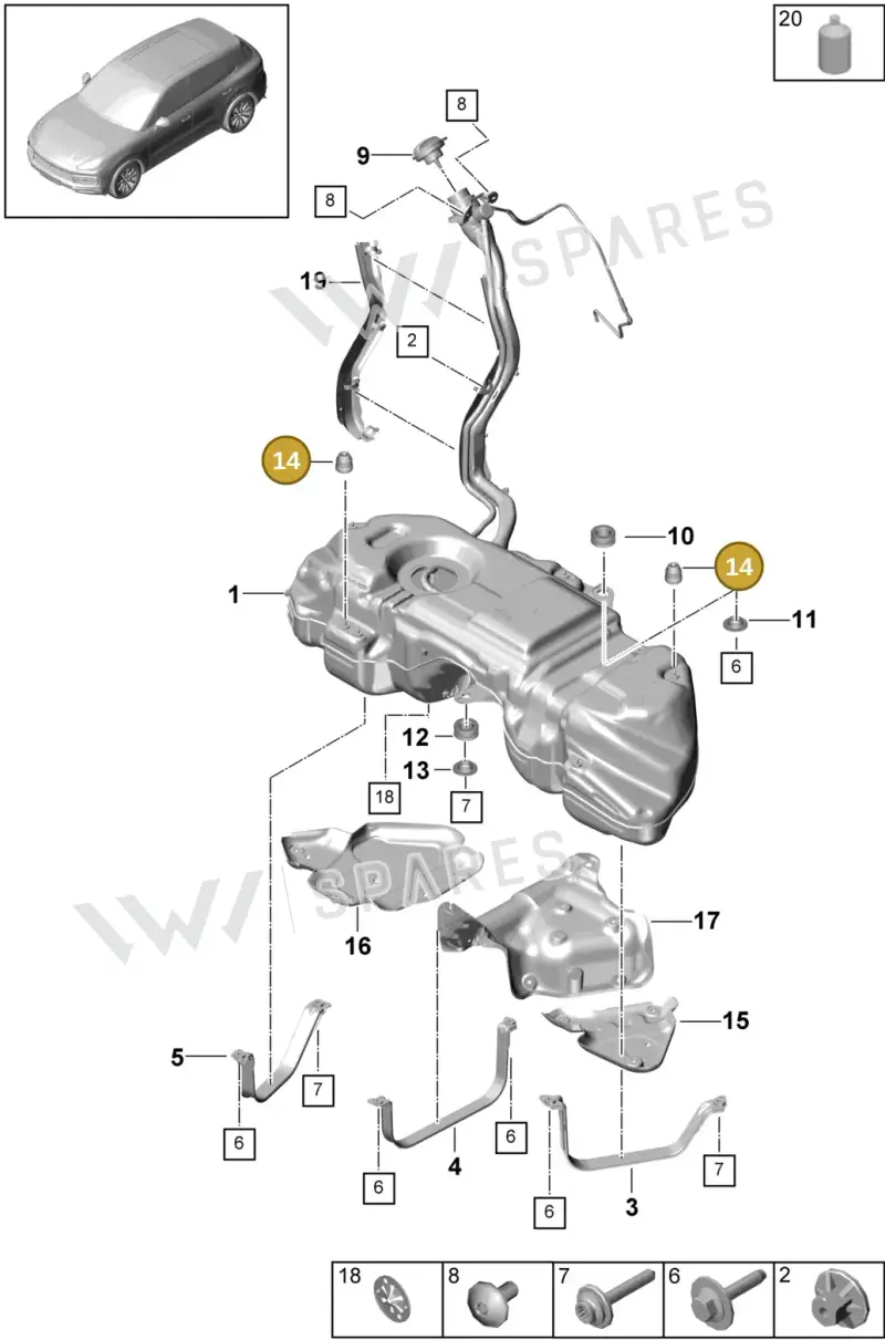 PAB20127420 — Porsche Cayenne (2017-2023) diagram p51201000, position 14