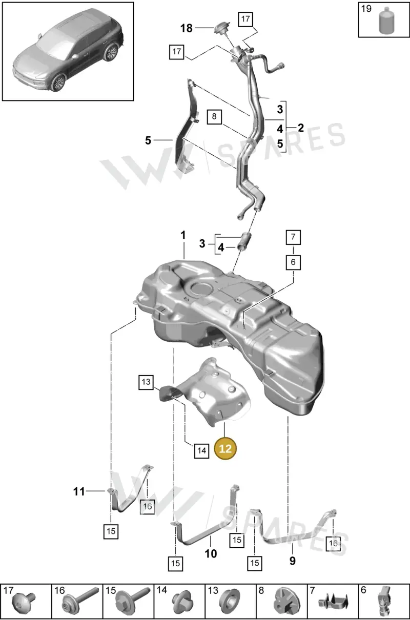 PAB201308 — Porsche Cayenne (2017-2023) diagram p51201005, position 12
