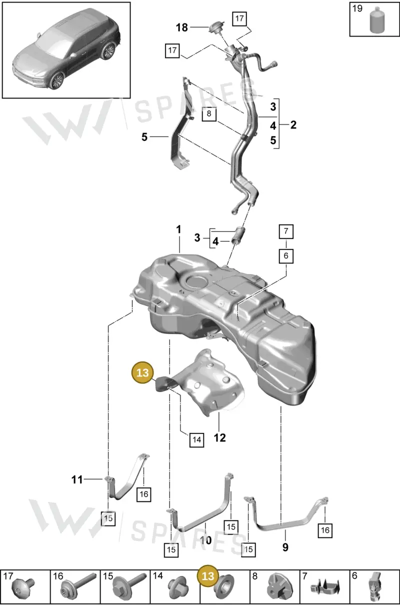 PAB201532 — Porsche Cayenne (2017-2023) diagram p51201005, position 13
