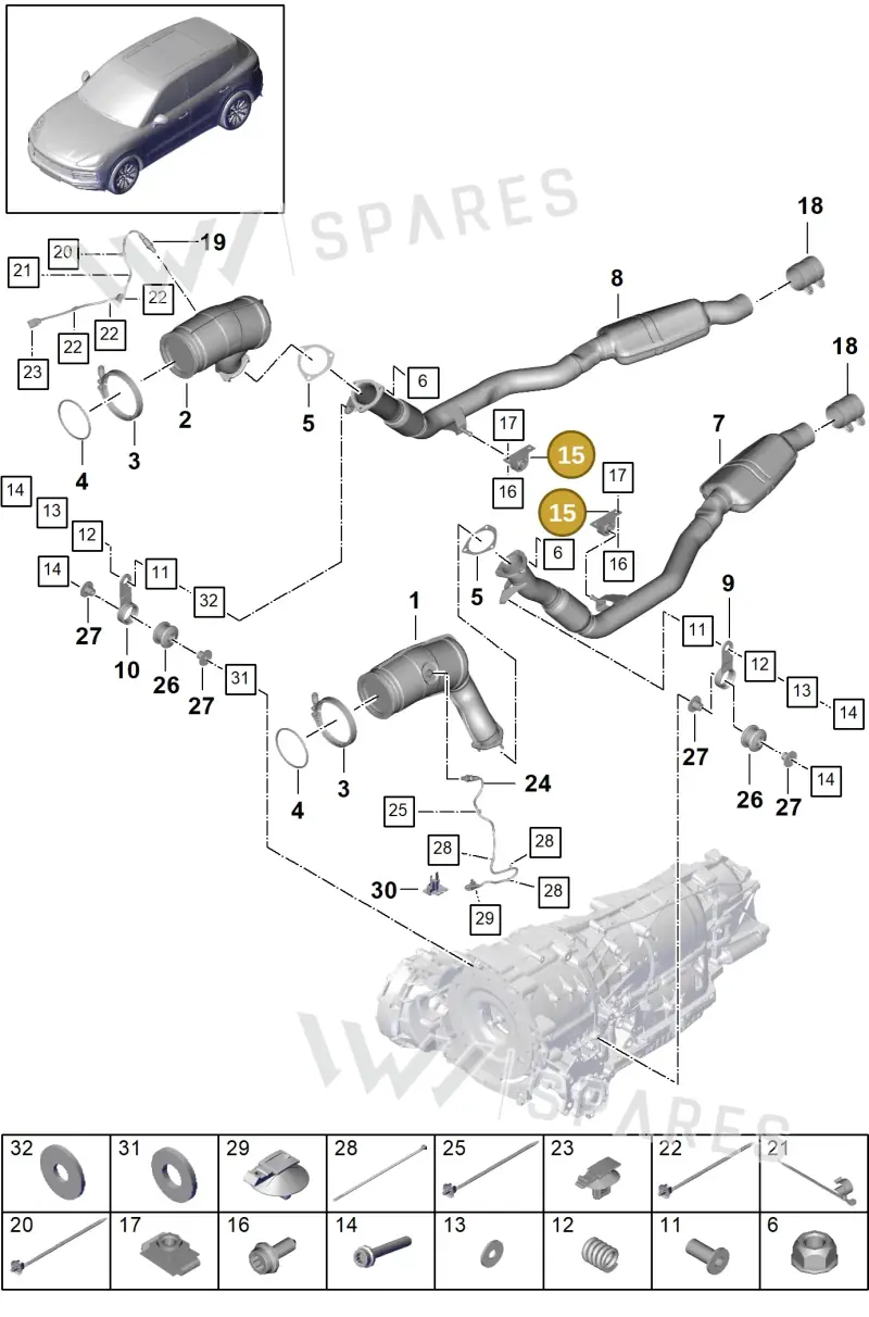 PAB253099 — Porsche Cayenne (2017-2023) diagram p51202065, position 15