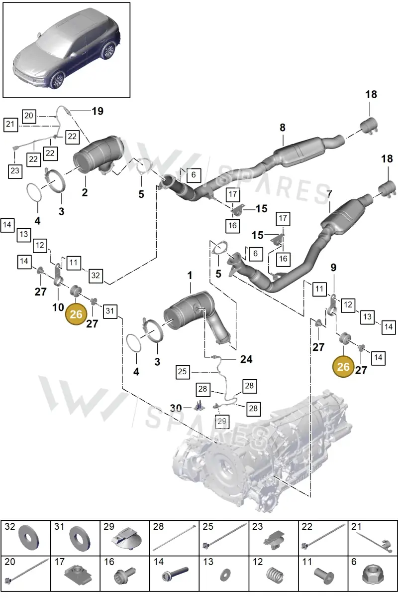 PAB253149 — Porsche Cayenne (2017-2023) diagram p51202065, position 26