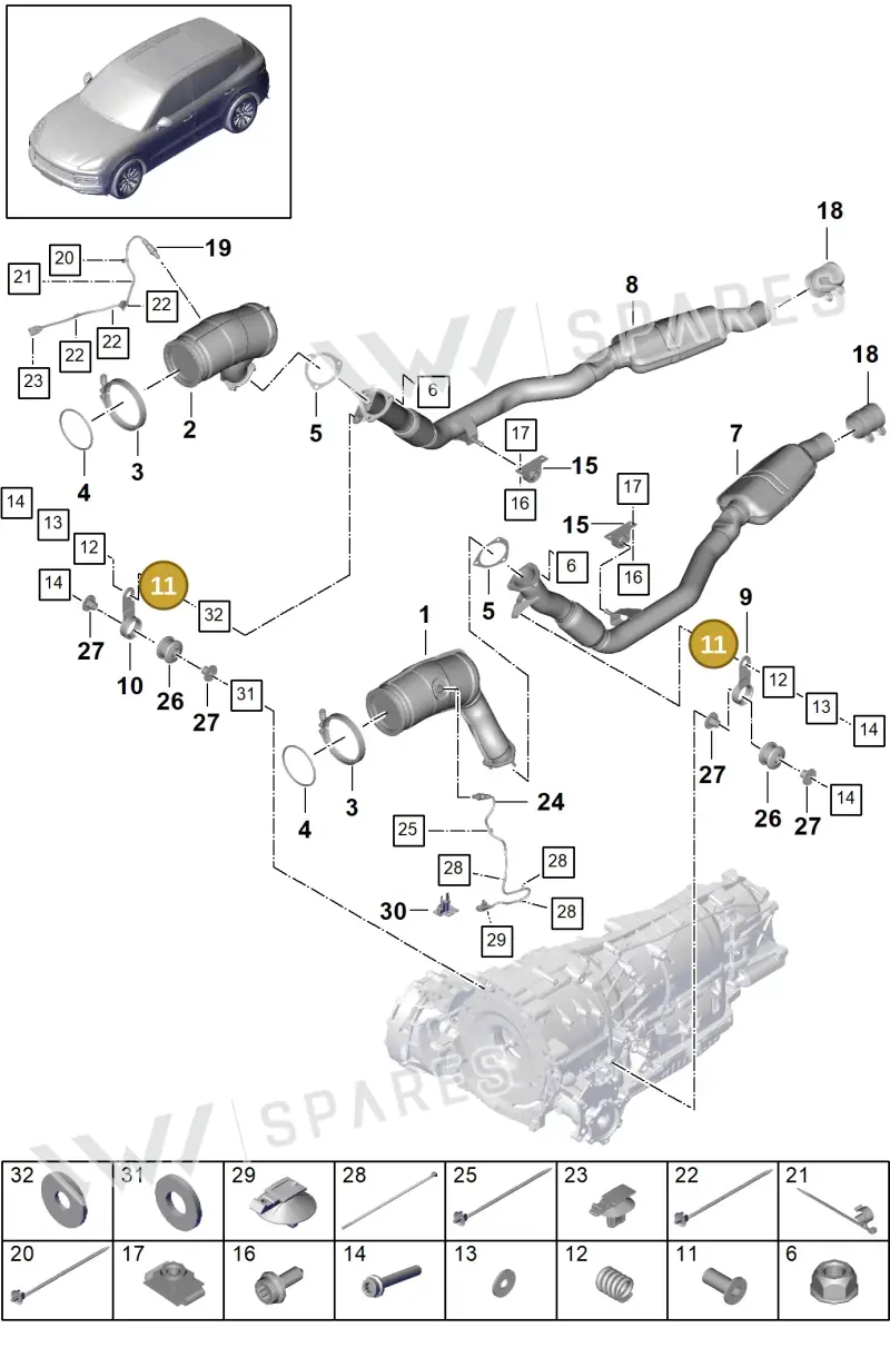 PAB25320500 — Porsche Cayenne (2017-2023) diagram p51202065, position 11
