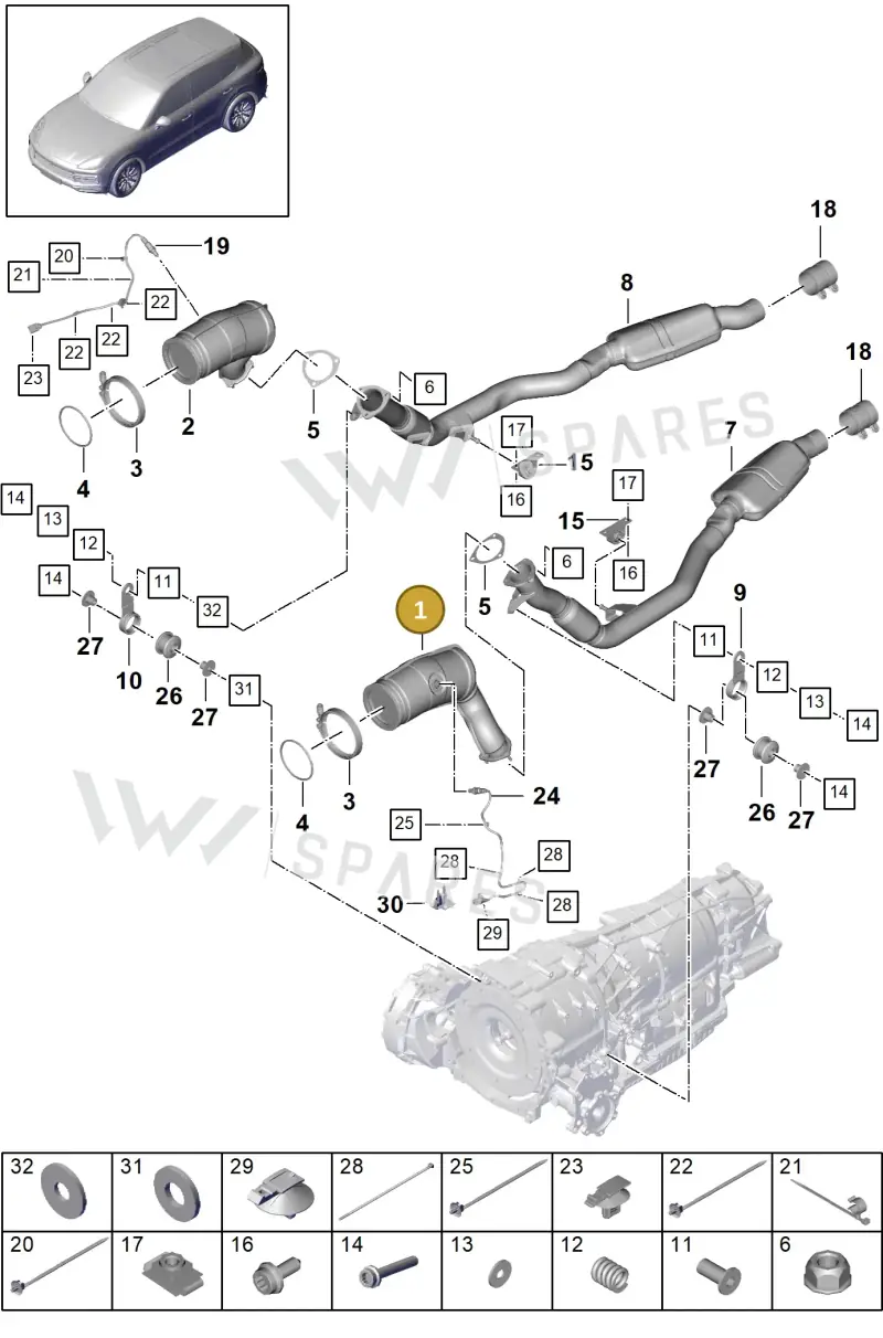 PAB254202X — Porsche Cayenne (2017-2023) diagram p51202065, position 1