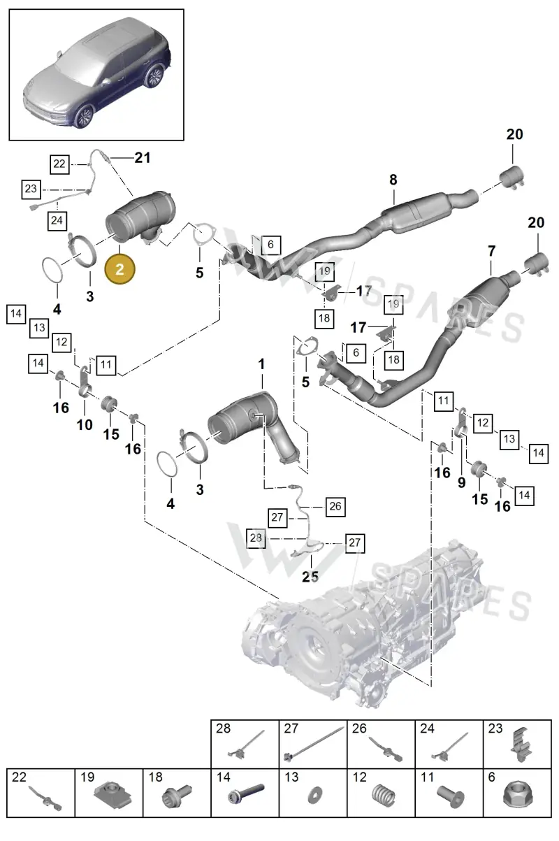PAB254850AX — Porsche Cayenne (2017-2023) diagram p51202080, position 2