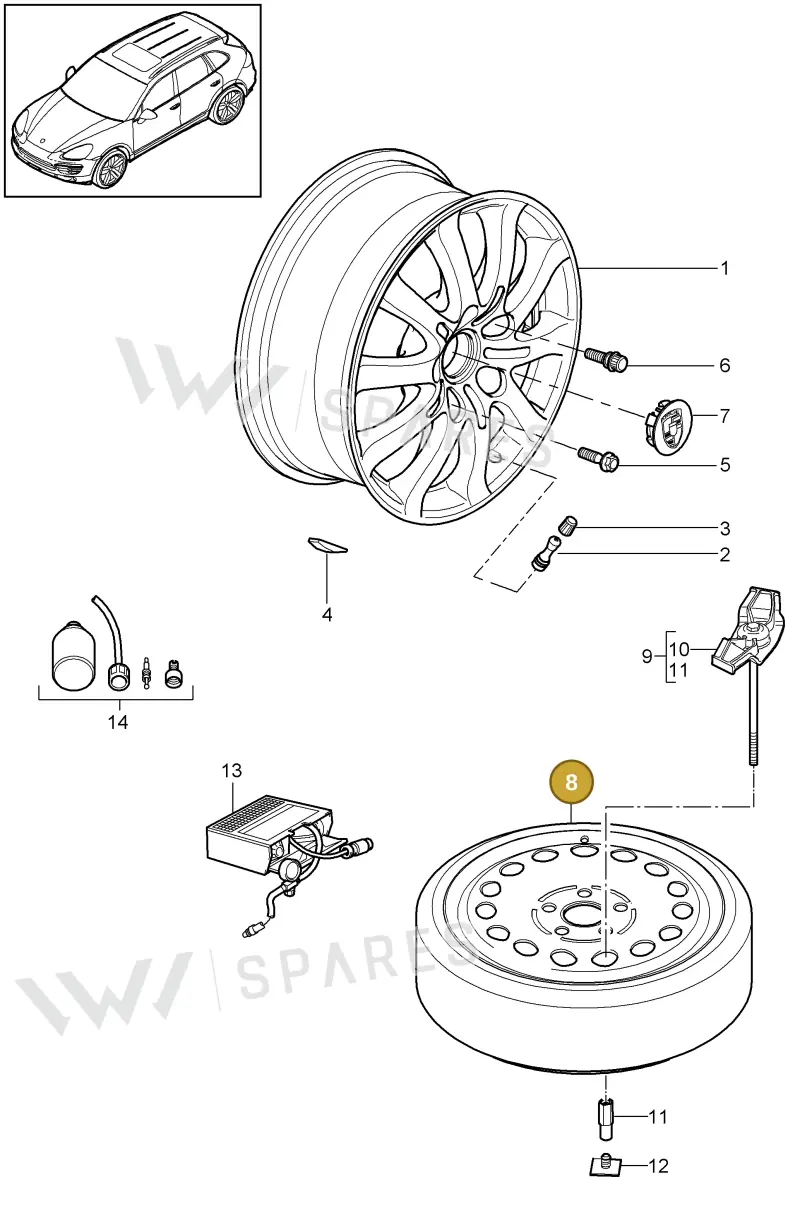 PAB60101000 — Porsche Cayenne (2010-2018) diagram p37601000, position 8