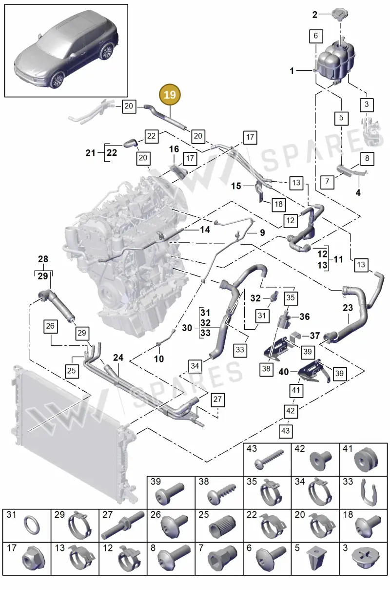 PAB819332A — Porsche Cayenne (2017-2023) diagram p51105085, position 19
