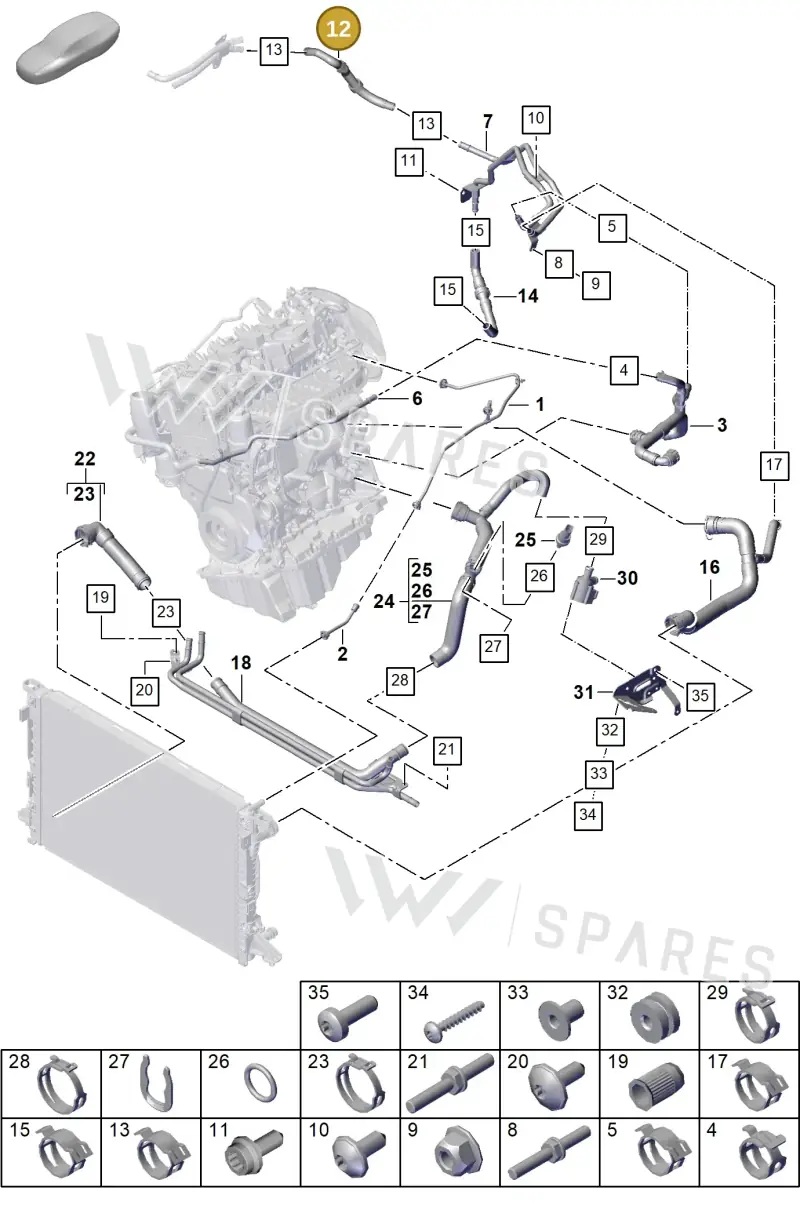 PAB819332A — Porsche Cayenne Coupe (2023-2023) diagram p60105300, position 12