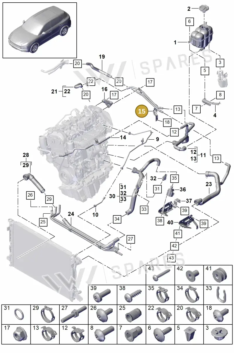 PAB819926A — Porsche Cayenne (2017-2023) diagram p51105085, position 15