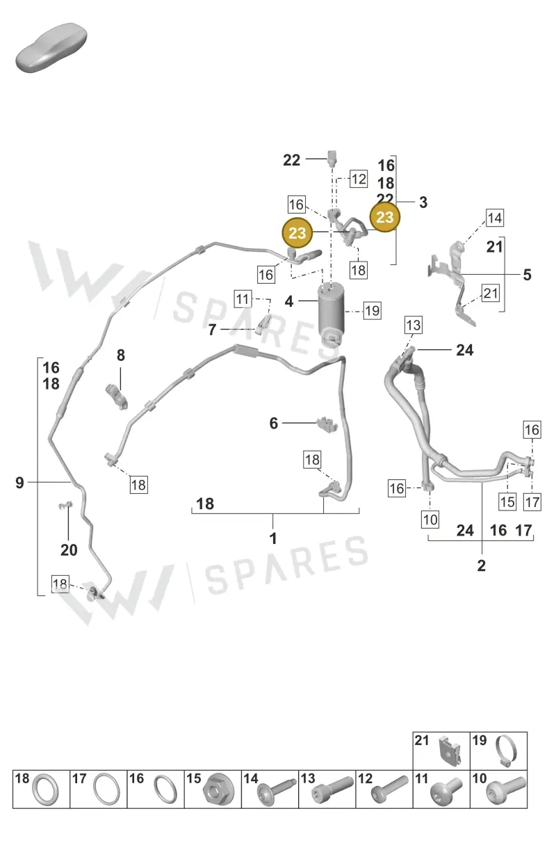 PAB820581 — Porsche 911 (2021-2022) diagram p53814700, position 22+23