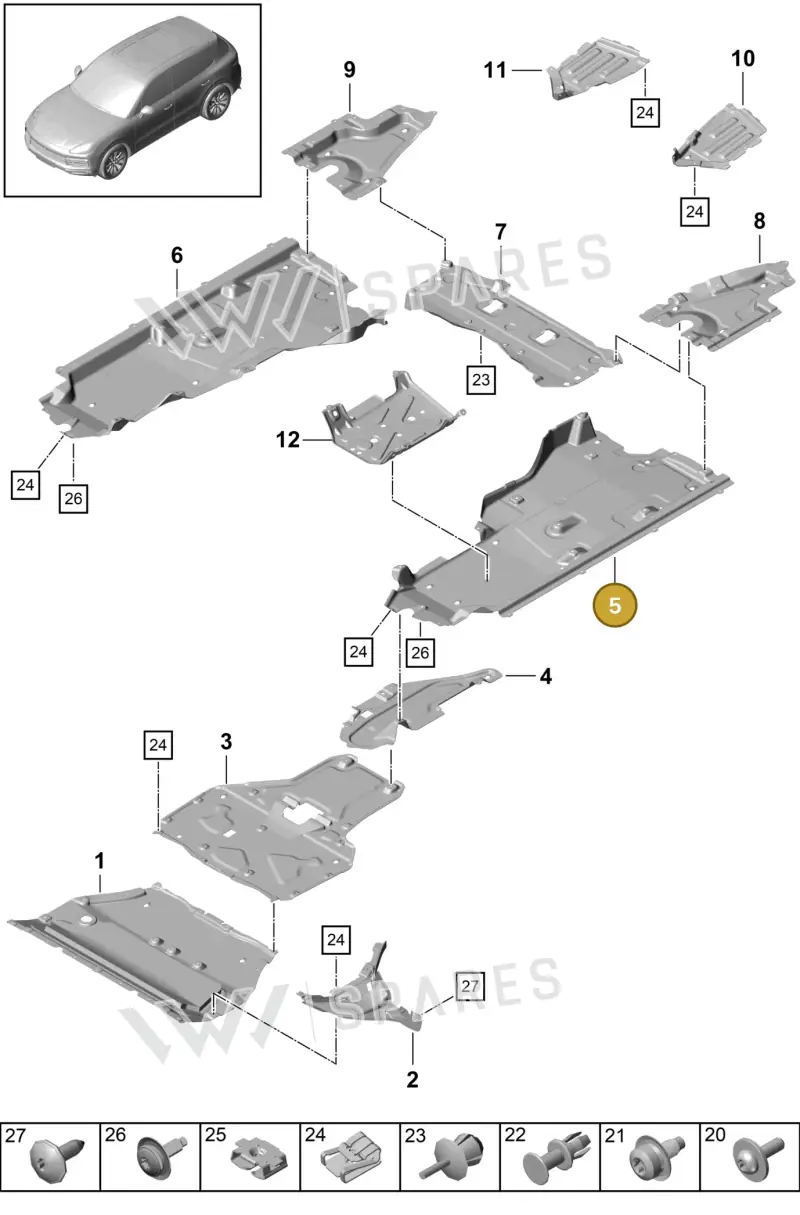 PAB825205 — Porsche Cayenne (2017-2023) diagram p51801070, position 5