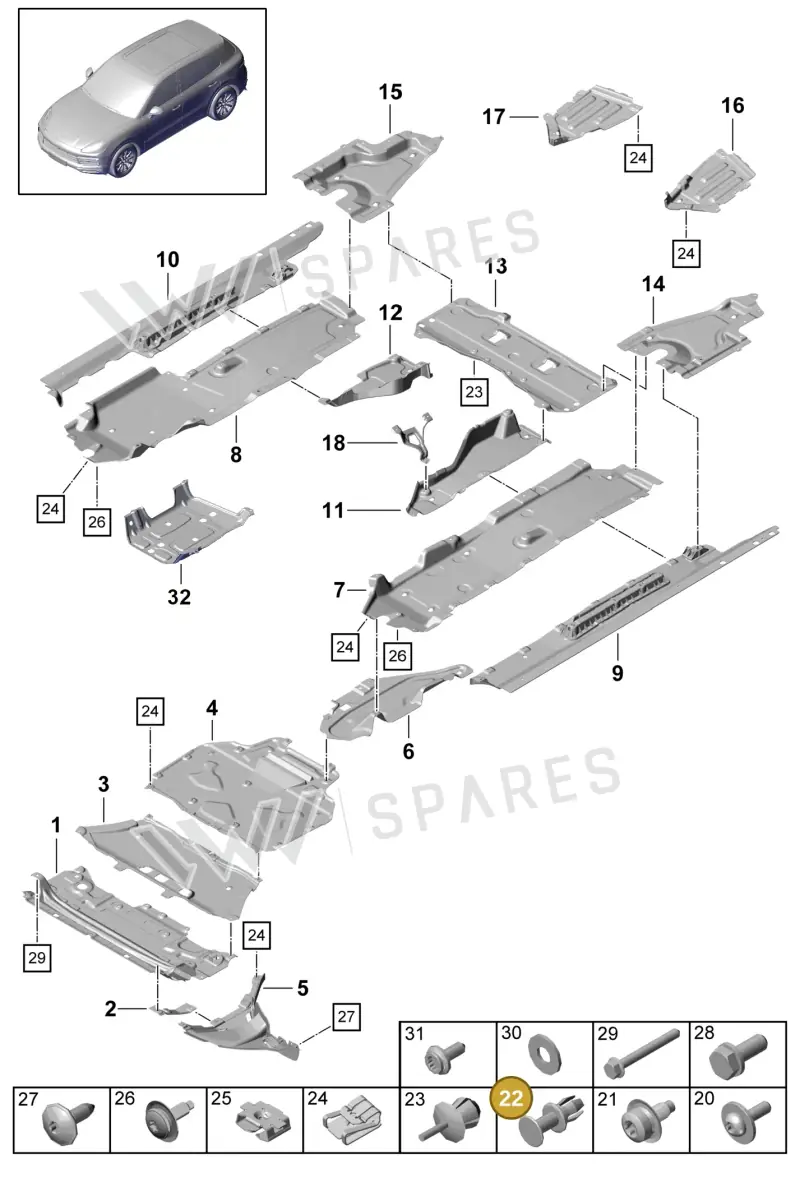 PAB863788 — Porsche Cayenne (2017-2023) diagram p51801075, position 22