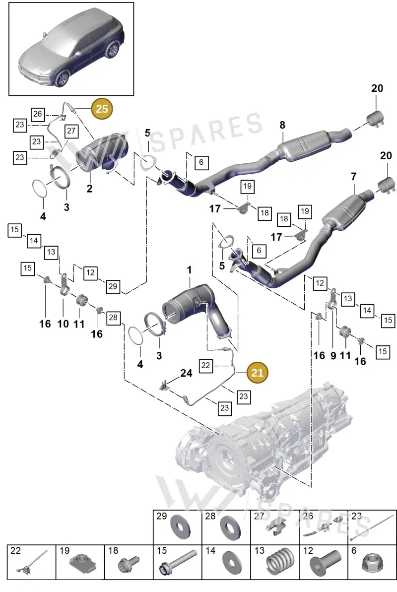 PAB906265F — Porsche Cayenne (2017-2023) diagram p51202070, position 21+25