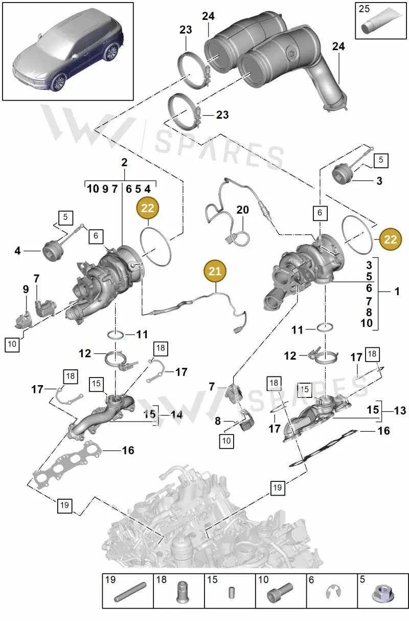 PAB906265M — Porsche Cayenne (2017-2023) diagram p51202000, position 21+22