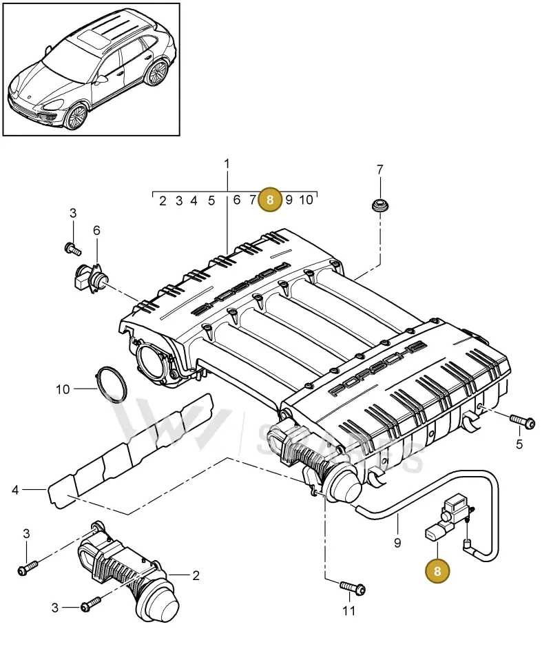 PAB906283 — Porsche Cayenne (2010-2018) diagram p37107055, position 8