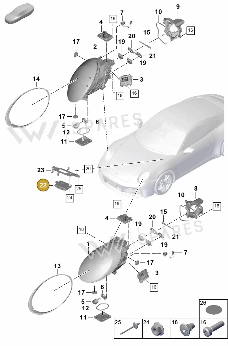 PAB907399B — Porsche 911 (2024-2025) diagram p63908100, position 22