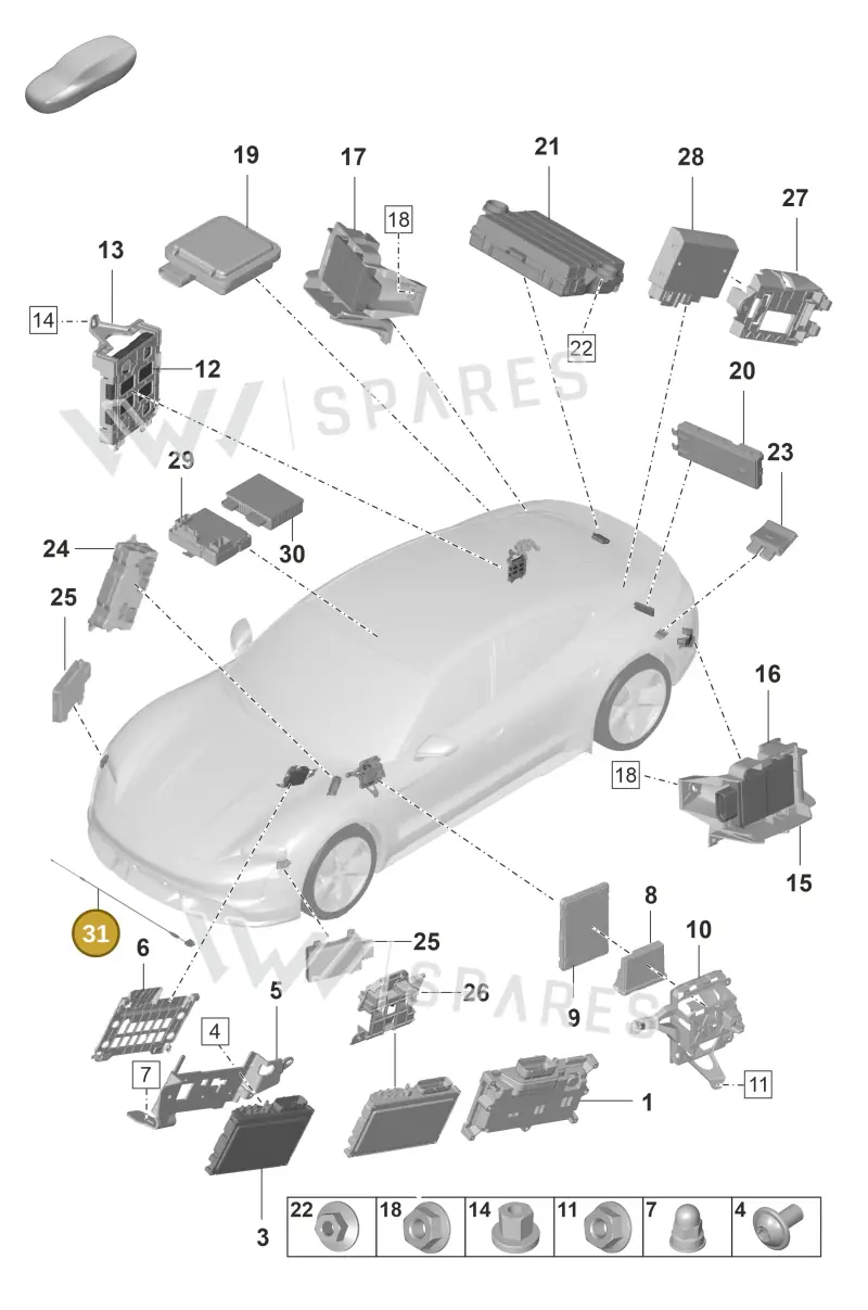 PAB907414 — Porsche Taycan Sport Turismo (2019-2024) diagram p56901040, position 31