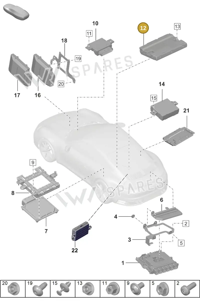 PAB907468U — Porsche 911 (2018-2024) diagram p53901030, position 12