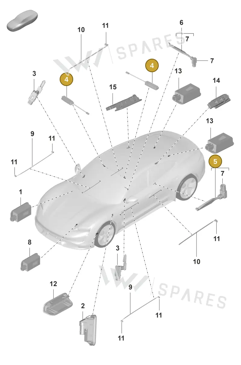 PAB947105 — Porsche Taycan Sport Turismo (2019-2024) diagram p56903040, position 4+5
