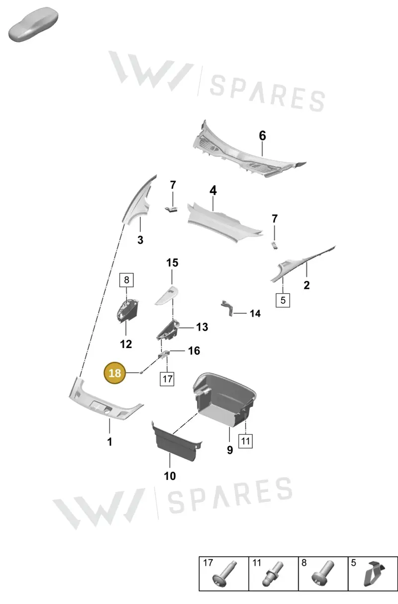 PAB947409 — Porsche Taycan Sport Turismo (2023-) diagram p64807000, position 18
