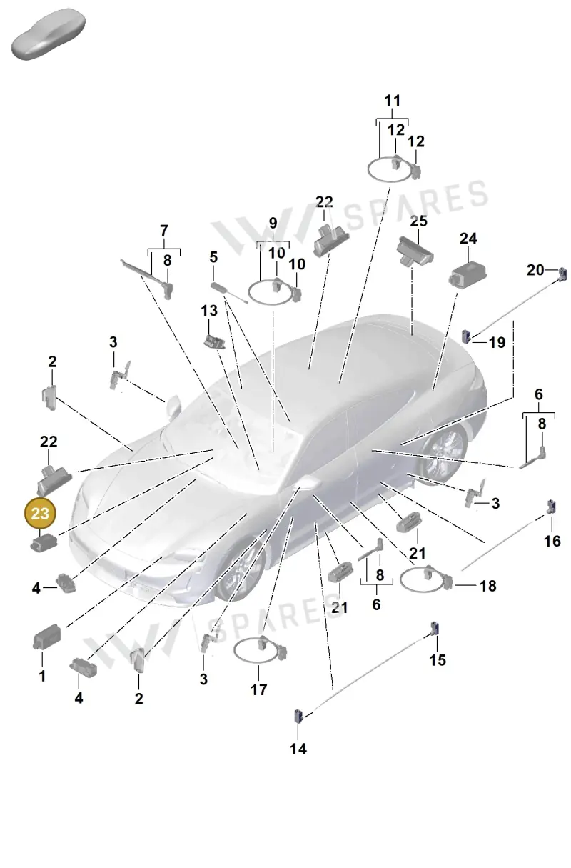PAB947411A — Porsche Taycan Sport Turismo (2019-2024) diagram p56903045, position 23