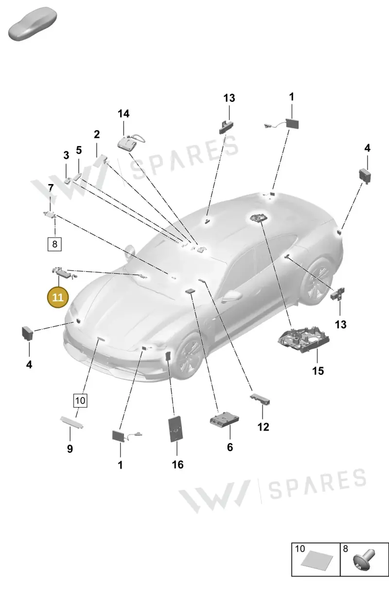PAB951172A — Porsche Taycan Sport Turismo (2023-2025) diagram p64911200, position 11