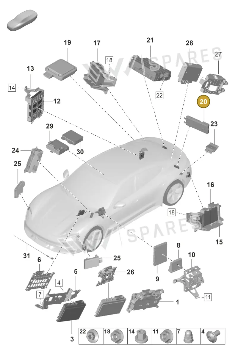 PAB959107B — Porsche Taycan Sport Turismo (2019-2024) diagram p56901040, position 20
