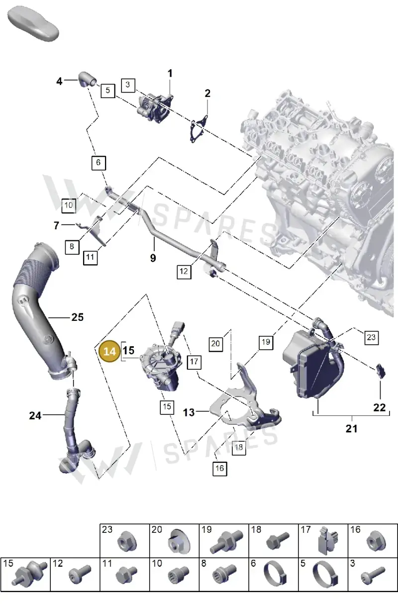 PAB959231A — Porsche Cayenne Coupe (2023-2023) diagram p60108000, position 14