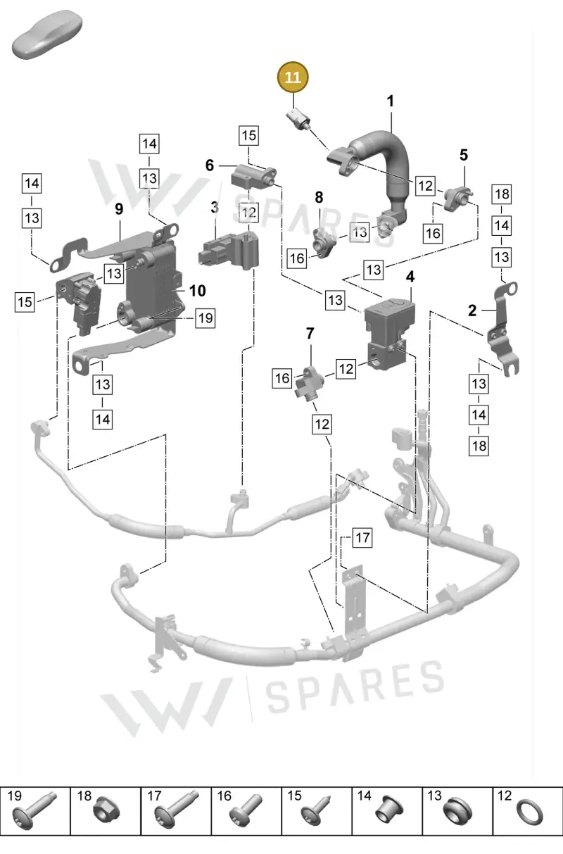 PAB959603B — Porsche Taycan Sport Turismo (2023-2025) diagram p64814350, position 11