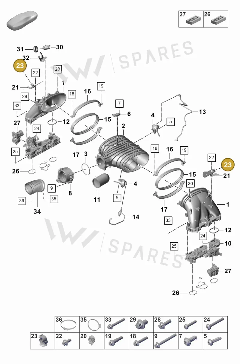 PAB971849 — Porsche 911 (2021-2022) diagram p59107100, position 23