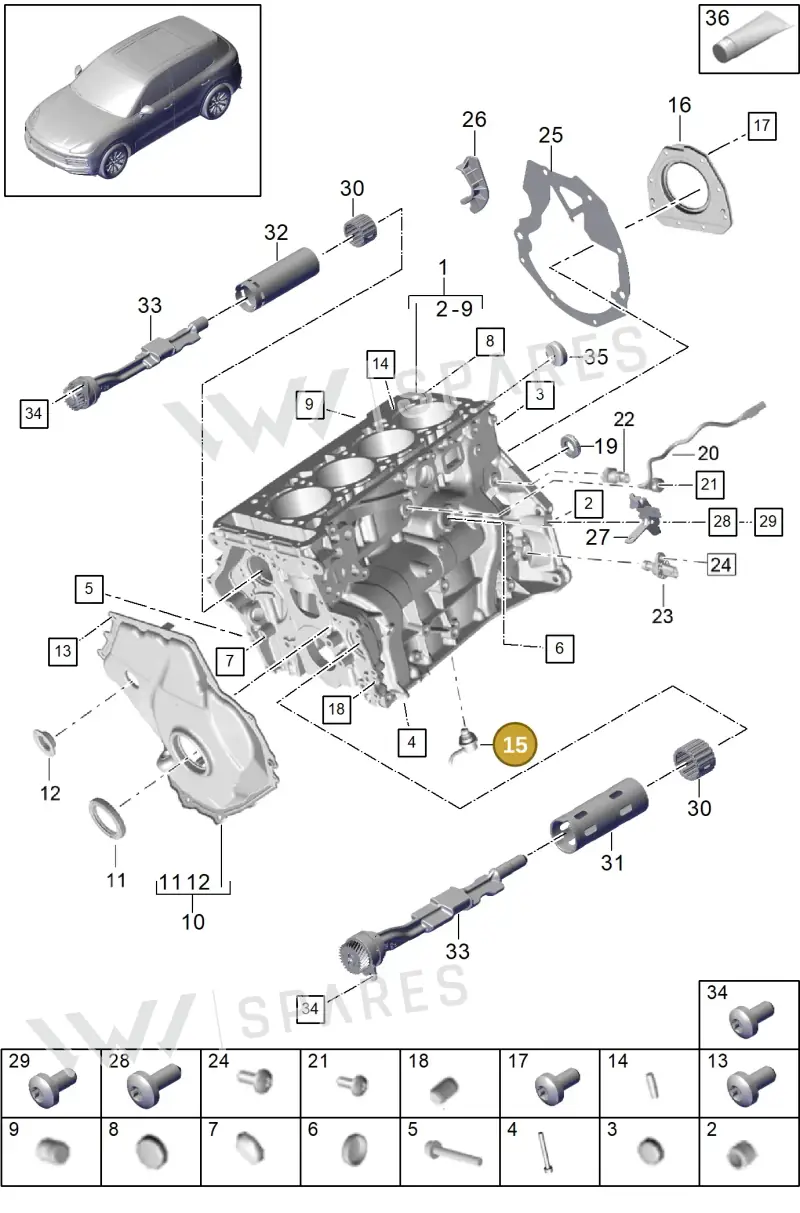 PAC103154 — Porsche Cayenne (2017-2023) diagram p51101060, position 15