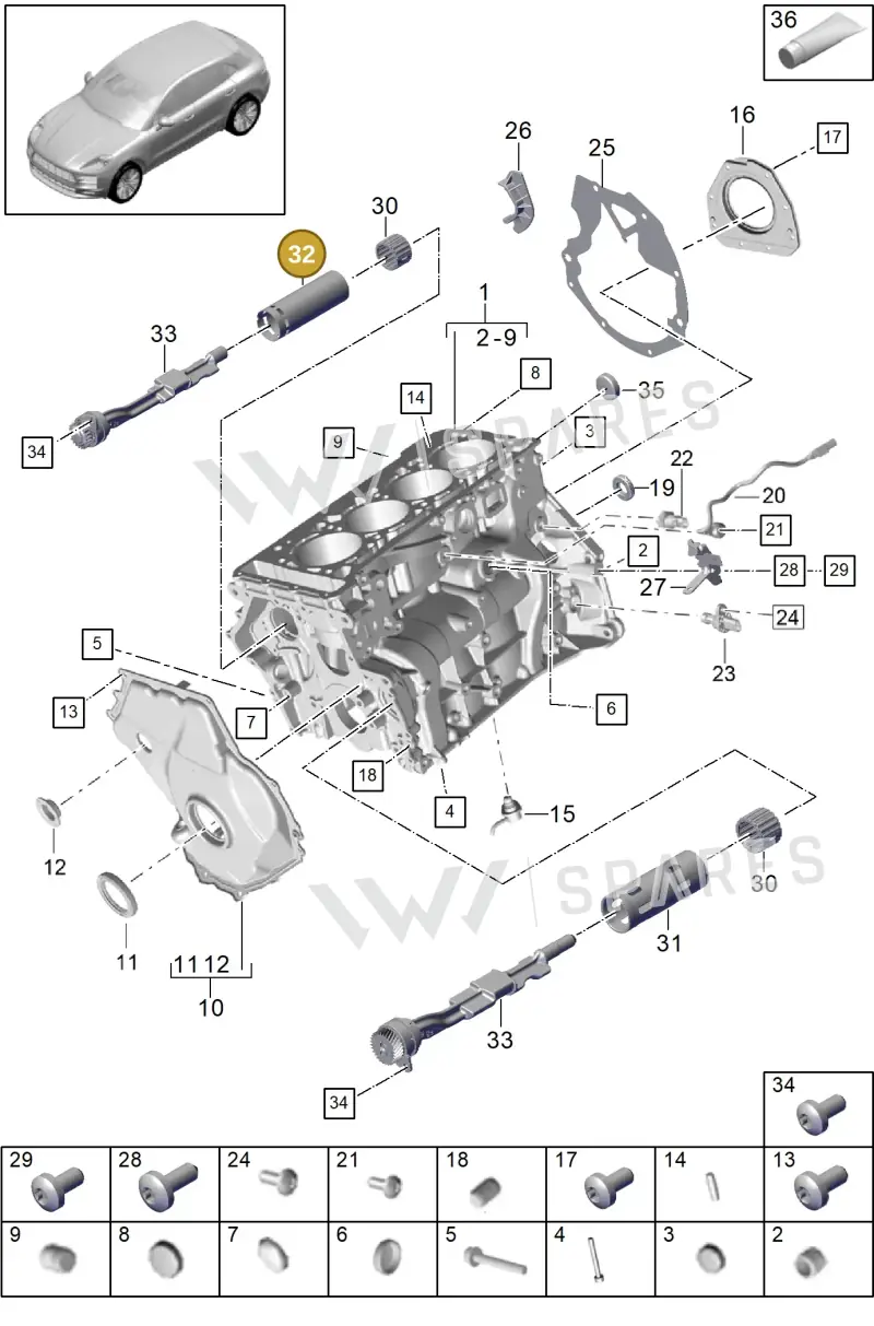 PAC103199B — Porsche Macan (2018-2022) diagram p52101111, position 32