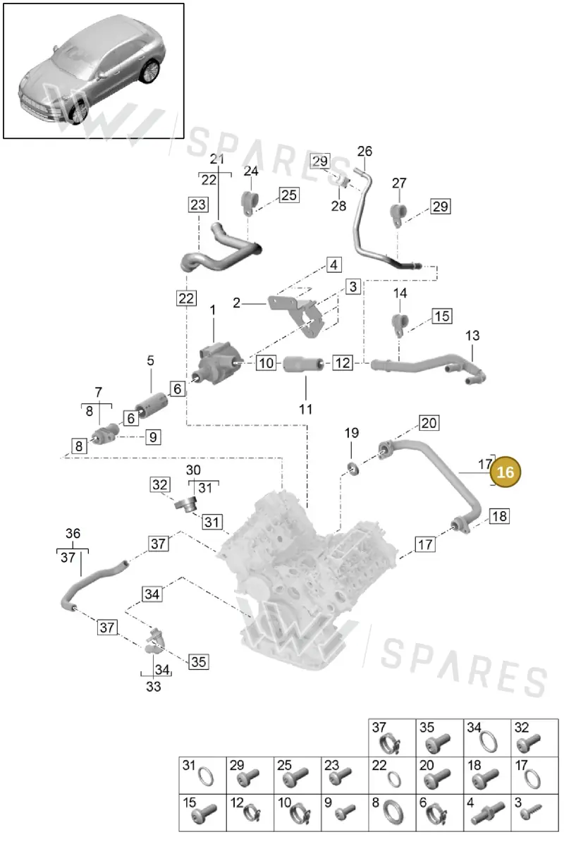 PAC121071A — Porsche Macan (2018-2022) diagram p52000015, position 16