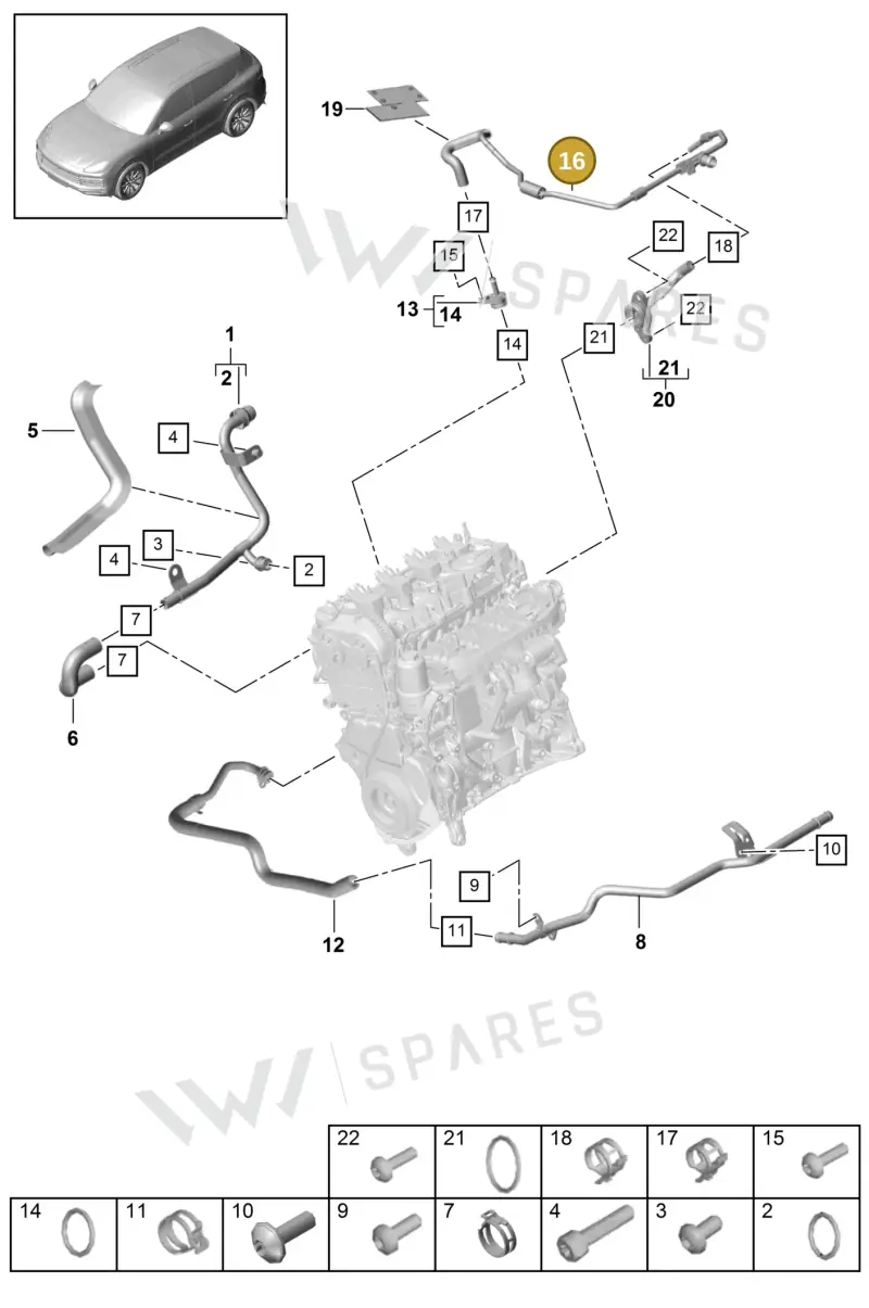 PAC121081A — Porsche Cayenne (2017-2023) diagram p51105020, position 16