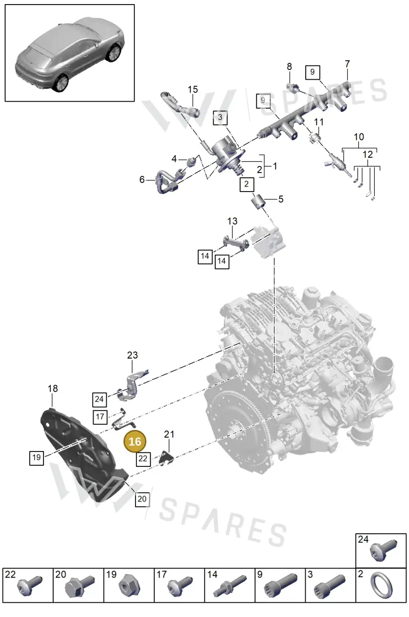 PAC121233 — Porsche Macan (2018-2022) diagram p52000014, position 16