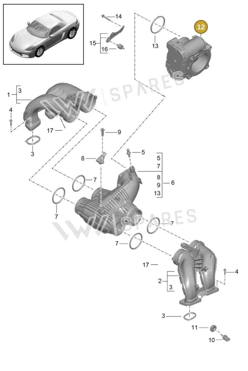 PAC133062 — Porsche Boxster (2016-2019) diagram p48107010, position 12
