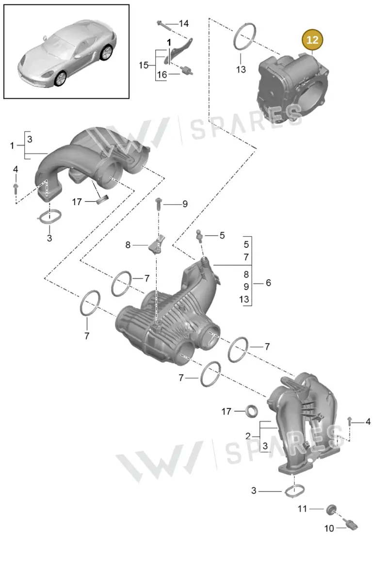 PAC133062 — Porsche Cayman (2016-2019) diagram p50107010, position 12