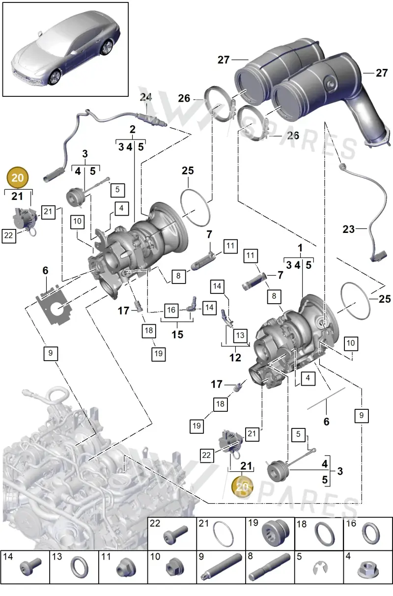 PAC145710 — Porsche Panamera 4 Hybrid (2016-2020) diagram p49202005, position 20