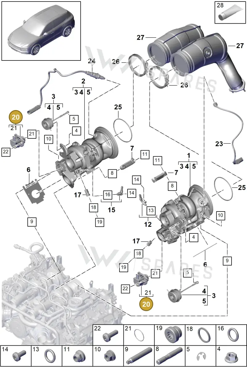 PAC145710 — Porsche Cayenne Diesel V6 (2017-2023) diagram p51202005, position 20
